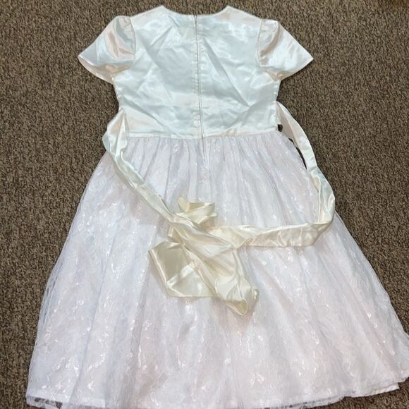 VTG,Little Miss Made In USA Lace White And Ivory Flutter Sleeve Sundress Size 8 - Picture 5 of 7